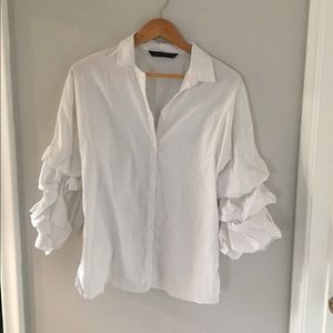 ✨4 for $10 ✨ Zara White Puffy Sleeve Dress Shirt